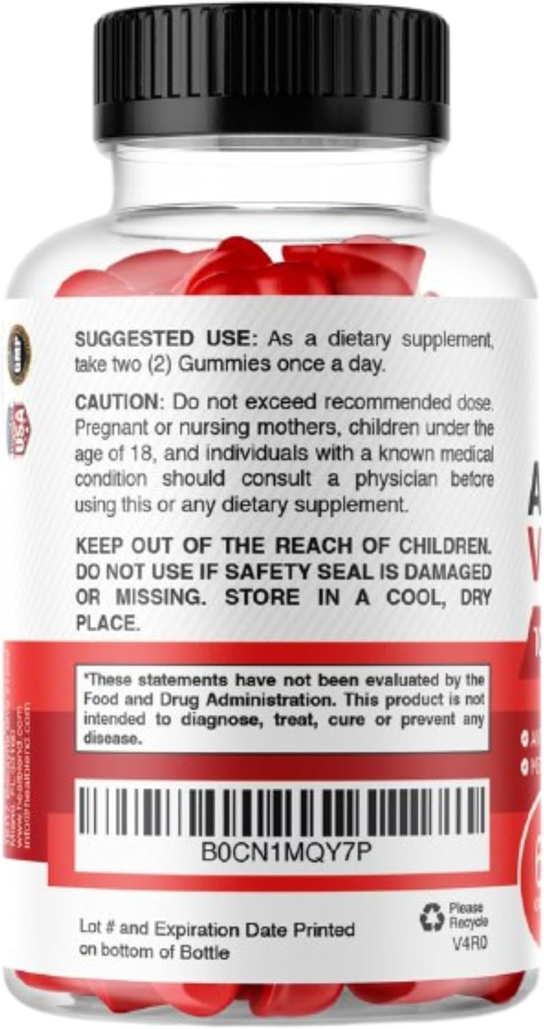 healblend Apple Cider Vinegar Gummy Vitamins 1000MG Per Serving - 120 Count- Vitamin B12, Pomegranate & Beet Juice, Gelatin-Free, Gluten-Free, Vegan & Non-GMO (2 Pack)