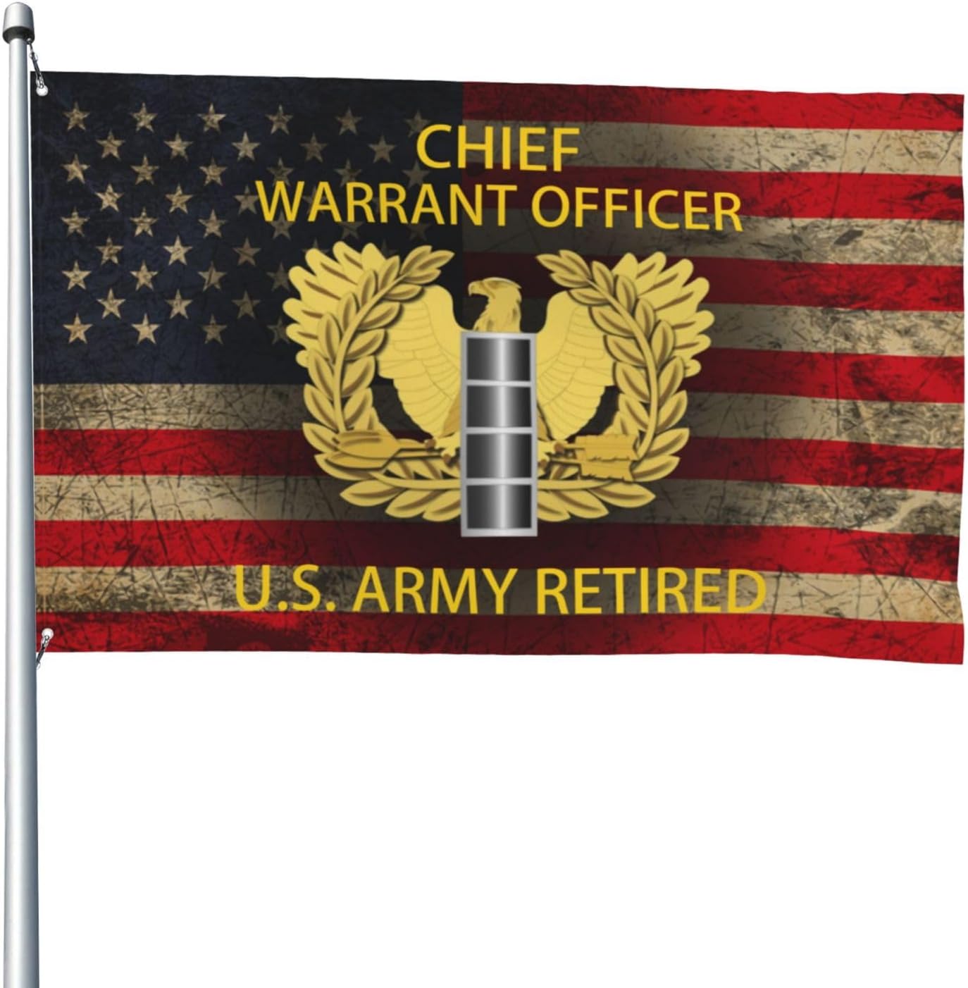 US Retired Chief Warrant Officer Emblem CW4 with US 4x6 Ft Flags Perfect Events Celebrations Outdoor Promotions Durable Material Outdoor Display