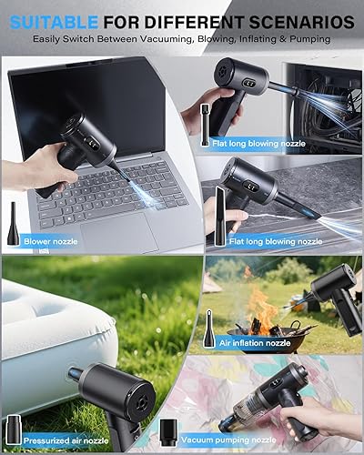 Miniatura 5 de APPS2Car Aspiradora de mano plegable para automóvil, 12000 PA, mini aspiradora inalámbrica de alta potencia con LED y motor sin escobillas,