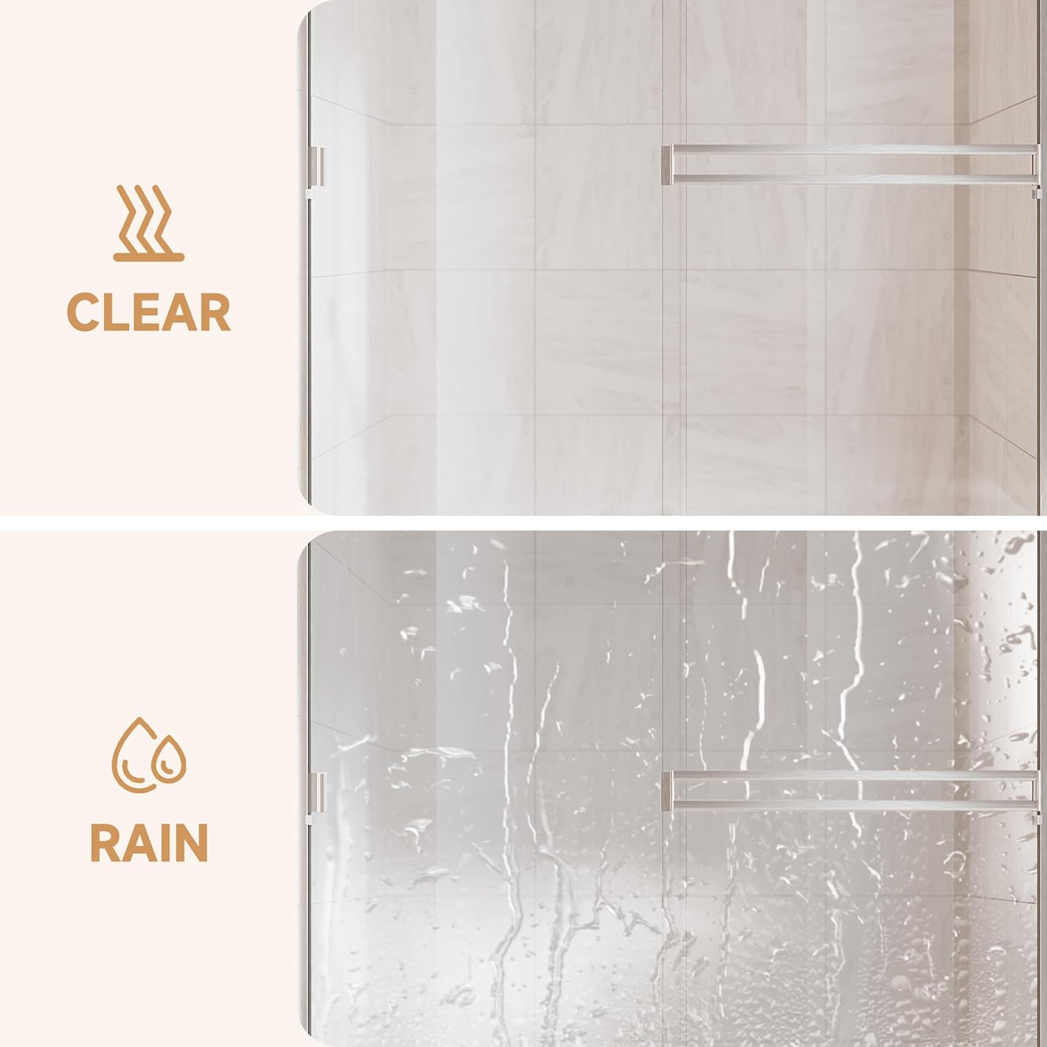 Double Sliding Shower Door 48 in. W x 72 in. H, UCALAFEE Semi-Frameless Shower Door with 1/4" (6mm) SGCC Clear Tempered Glass, Silent Soft-Close & Anti-Leak Walk-in Shower Door, Brushed Nickel