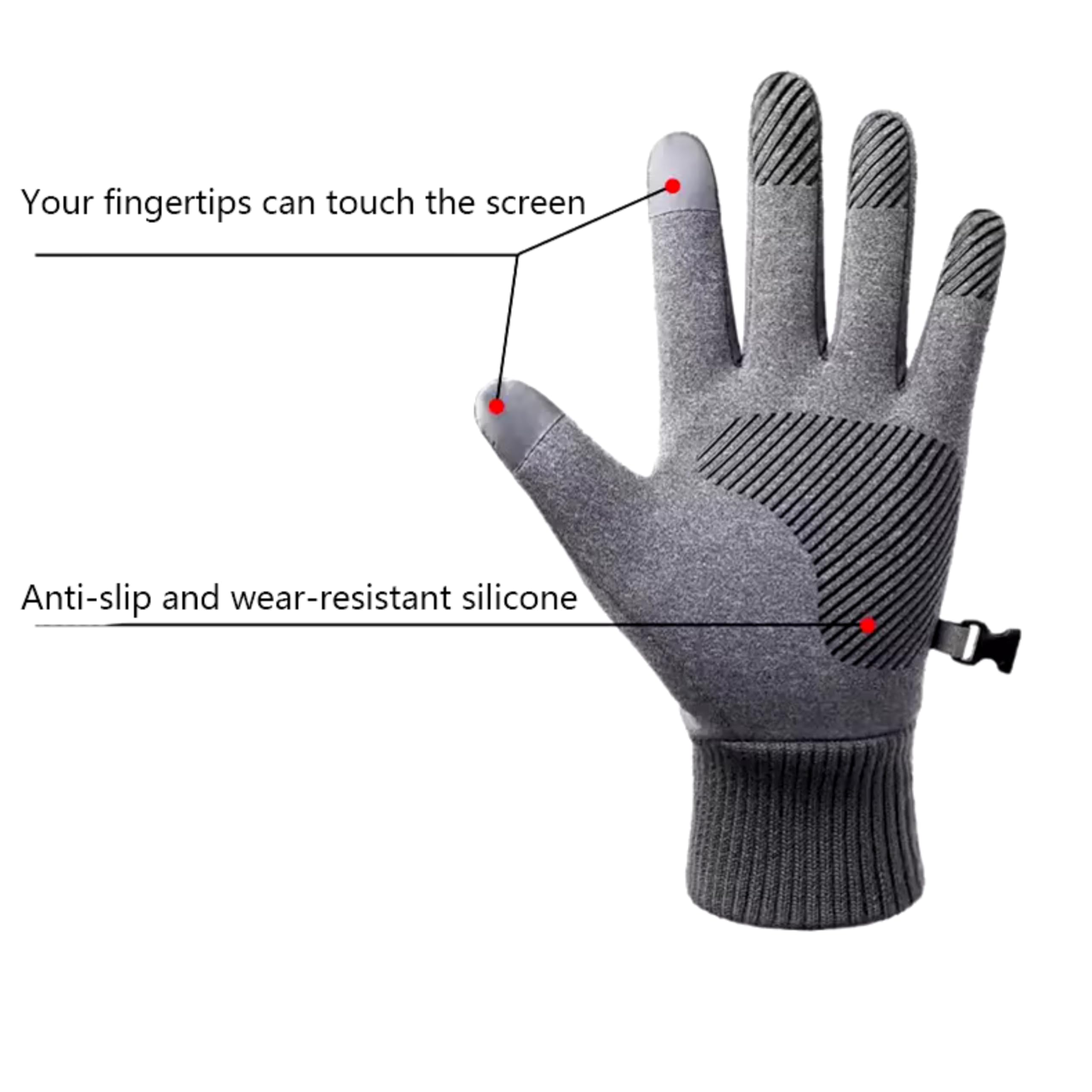 HHADEK Insulated Riding Gloves for Men & Women, Thermal Cold Weather Gloves for Men, Warm Winter Sports Gloves, Touch Screen Gloves, Thermal Gloves for Outdoor Activities (Silver, XL) 3