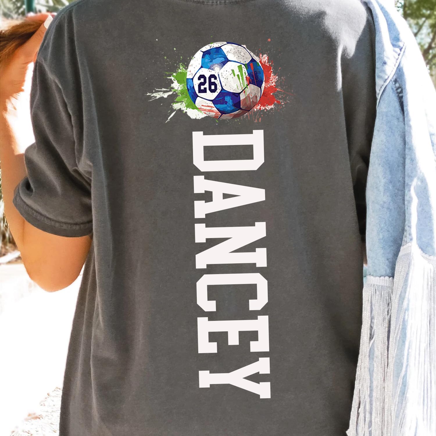 NAZENT Custom Soccer Mom Shirt with Number – Personalized Senior Team Name Hoodie, Sports Tee Gifts, Cheer T-Shirt for Family - Image 4