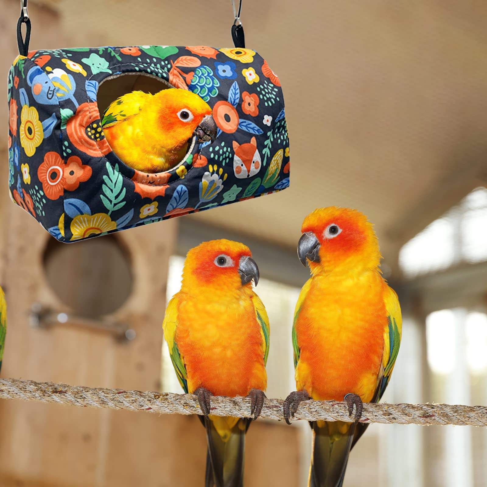 Cama cálida para pájaros, loro, nido para dormir, casa para pájaros, cabaña colgante, hamaca para pájaros, loro, hamaca para pájaros, cueva escondite para cacatúas, periquitos, periquitos