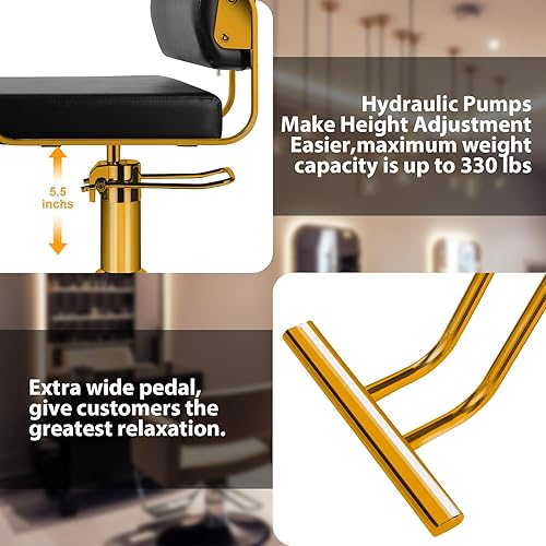 Miniatura 5 de WINEDYOUNG Sillas de estilista para salón, silla de salón con bomba hidráulica, silla de peluquería giratoria de 360 grados, equipo de belleza de