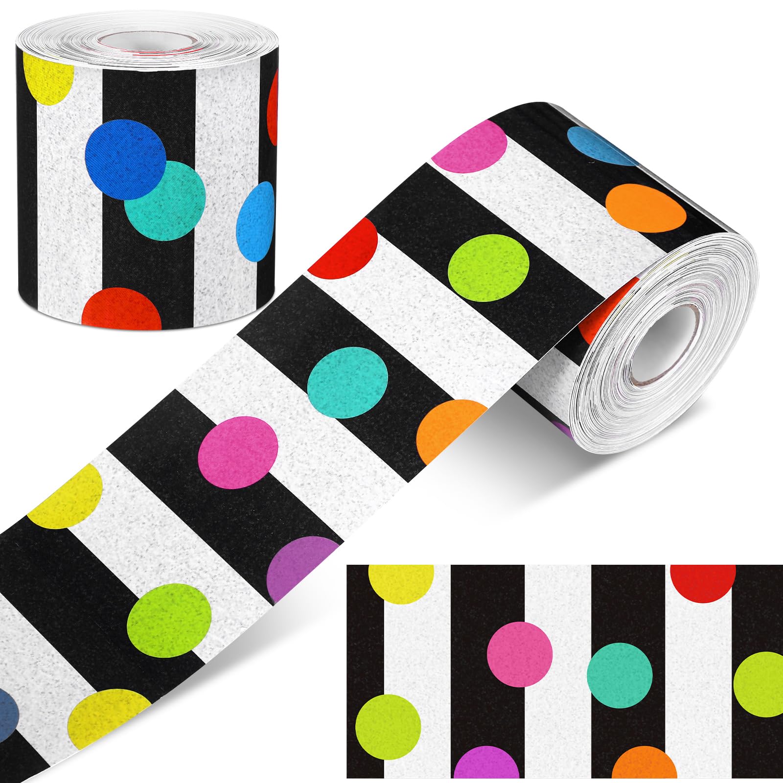 Zonon 65 Feet Colorful Polka Dots Bulletin Board Borders Decorative Bulletin Board Decorations Straight Rolled Border Trim Decorations for Classroom