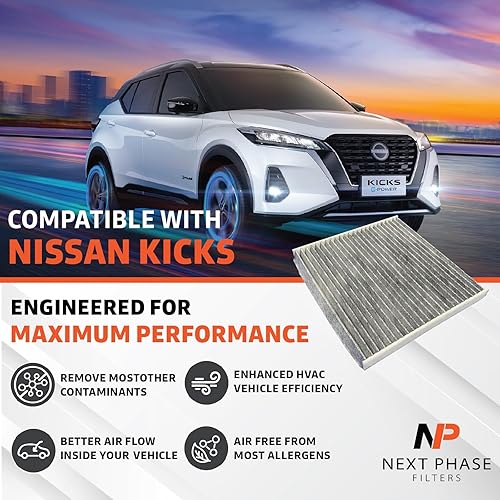 Miniatura 4 de Repuesto de filtro de aire de cabina de carbono, paquete de 1, fabricado en Estados Unidos, se adapta a Nissan Kicks 1.6L 2018-2022, Rogue 2.5L