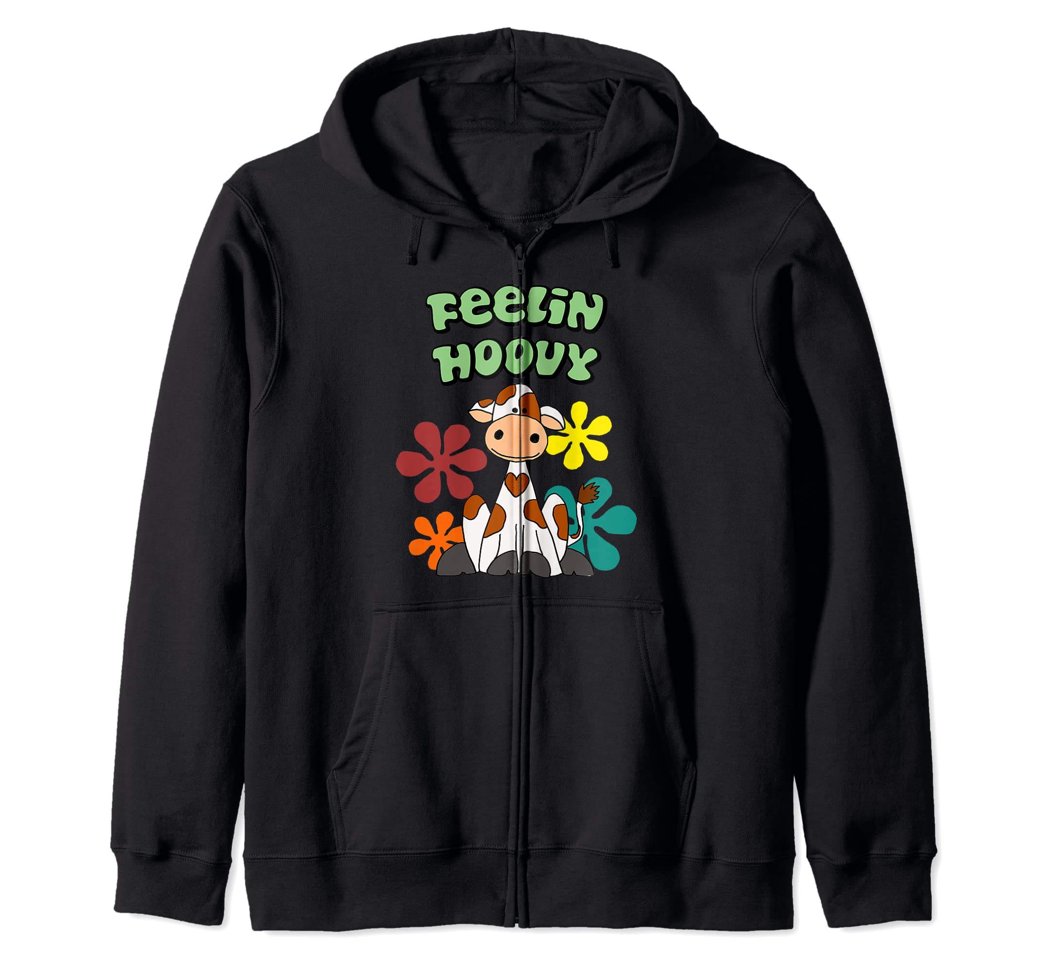 SmileteesfunnyFunny Cow Feelin Hoovy Retro Pun Zip Hoodie