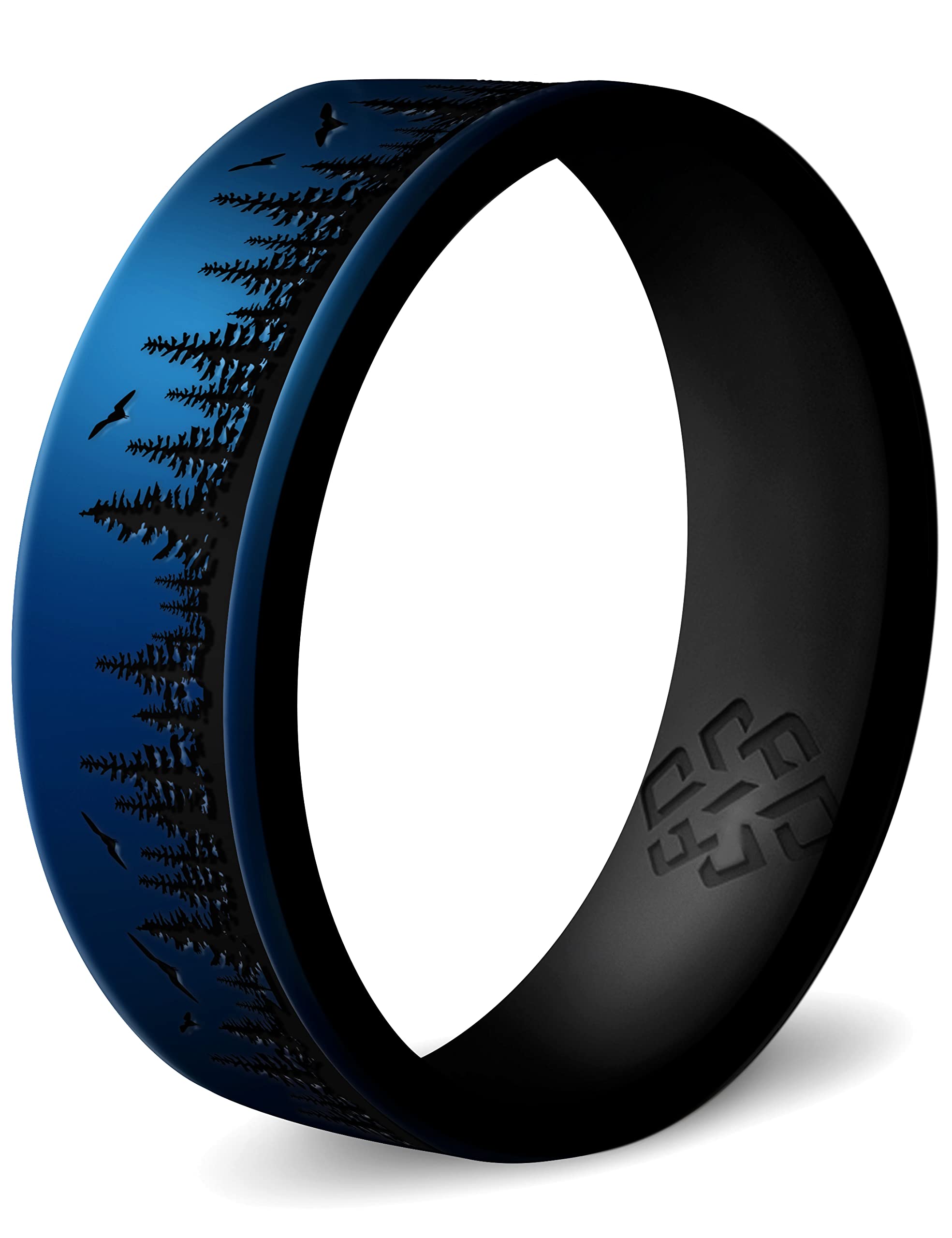 Knot Theory Waves, Mountain, Forest Silicone Ring for Men and Women - Silicone Wedding Band for Sports Activities, Breathable Comfort Fit 6mm