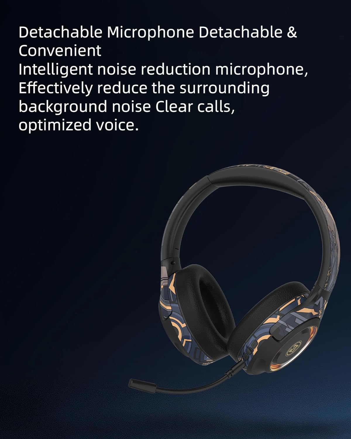 Over the Ear Headphones, Gaming Headphones with Mic, Computer Bluetooth Headphones with Built-in FM Radio & Micro-SD Slot, Foldable Stereo Headset with Wired Aux Mode, Soft Earpads, Black