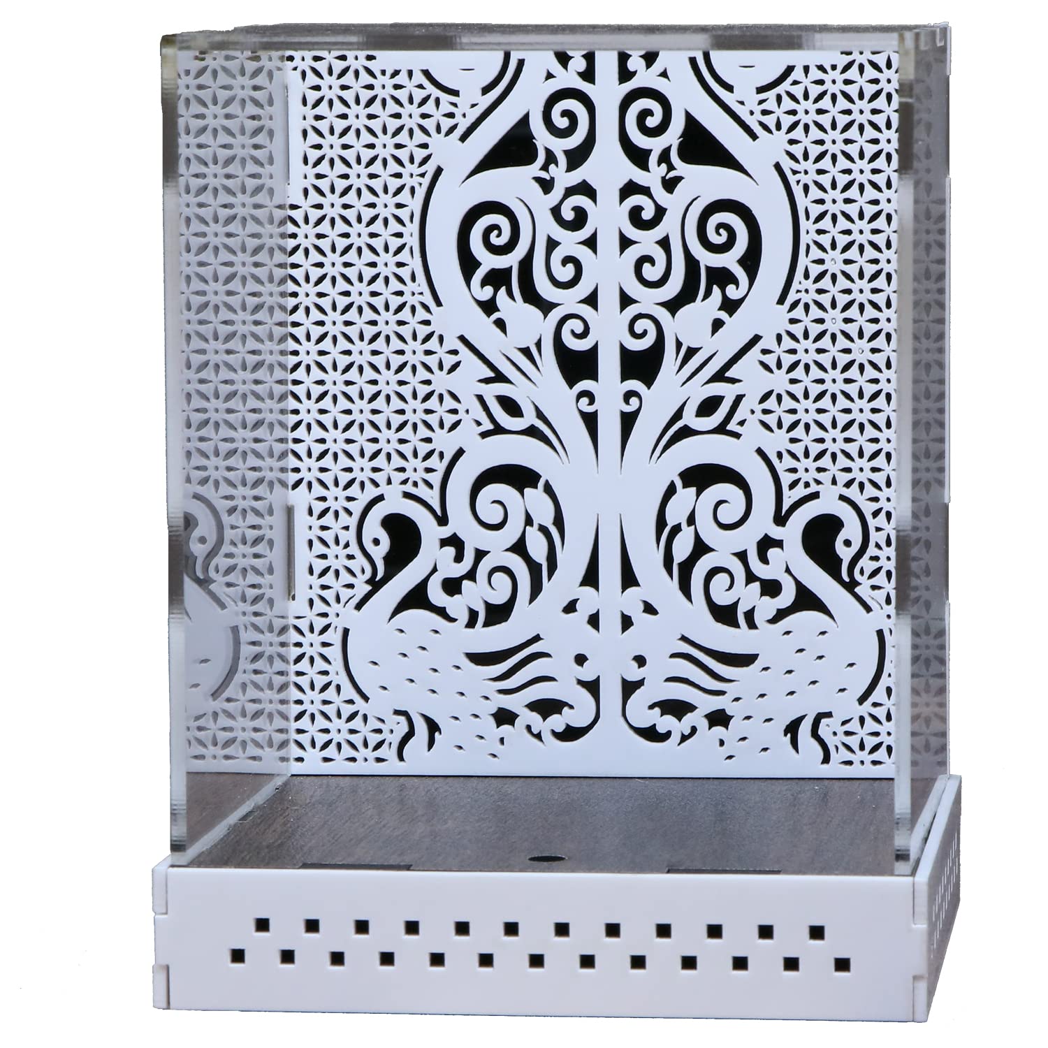 KIRFIZ Wooden Temple for Car Dashboard,God Singhasan,God Stand with Fragrance,Acrylic Wooden Mandir Devghar Stand Temple for Office, Car Decoration Accessories (Dome,Kasturi Fragrence)