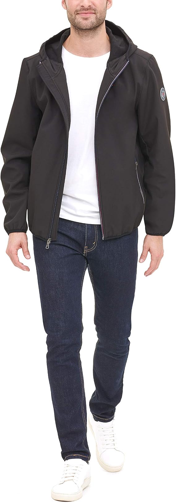 Tommy Hilfiger Men's Lightweight Water Resistant Breathable Hooded Performance Softshell Jacket