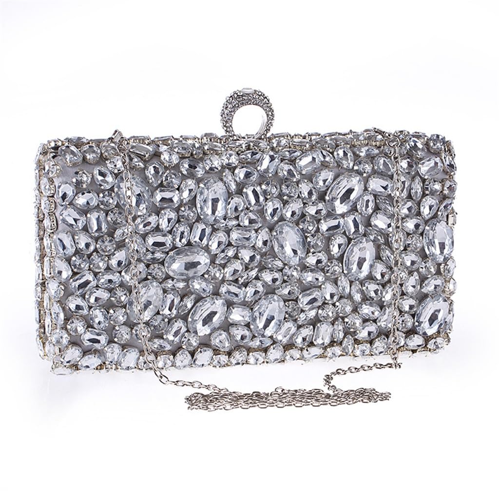 Pochette de soirée chic en acrylique avec chaîne de diamants pour femmes