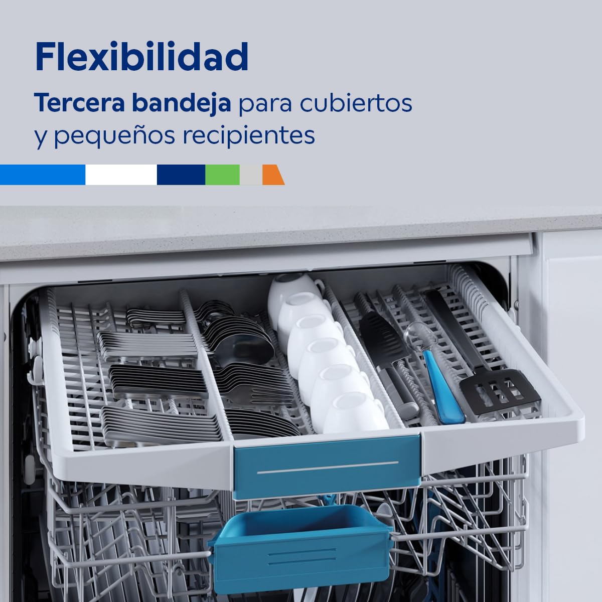 Balay, Lavavajillas integrable, XXL, 14 Servicios, Silencioso, 3VH6331SA | Totalmente discreto: sabrás que ha terminado gracias a la señal luminosa InfoLight.