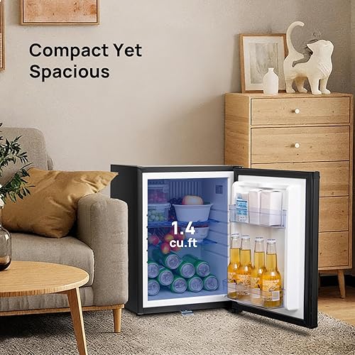 Miniatura 5 de Smad Compact Mini Fridge Quiet No Noise Absorption Refrigerator with Lock 40L Truck Fridge 110V/12V Refrigerator 1.4 cu.ft, Black