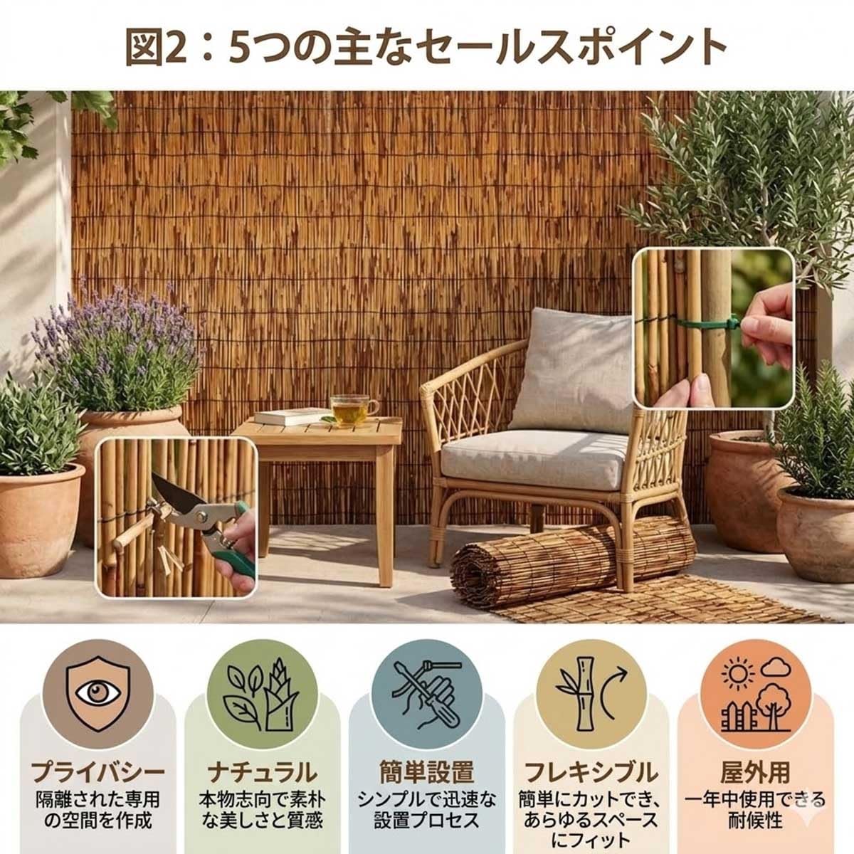 Amazon | 竹垣 目隠し フェンス 屋外 庭 和風 目隠しフェンス 天然竹