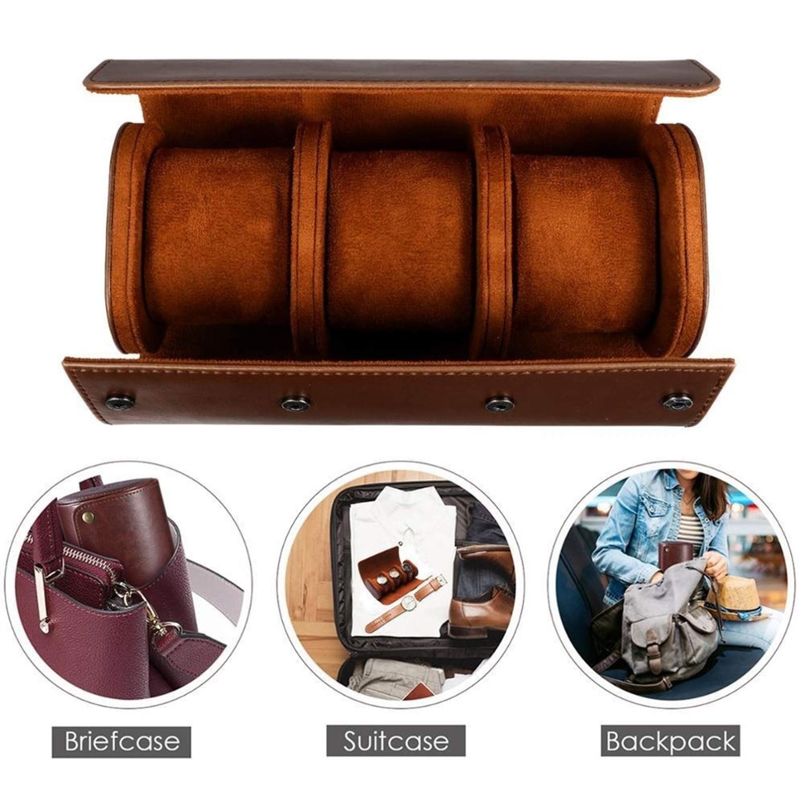 Scatola per orologi 3 slot watch box stoccaggio in pelle PU orologio roll rotolo custodia per orologio da viaggio per uomini e donne per l'archiviazione domestica, viaggi, display Cofanetti Orologi