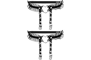 2 Pieces Sexy Adjustable Heart Shaped Leg Garters for Women, Punk Rivet Harness Garter Belt