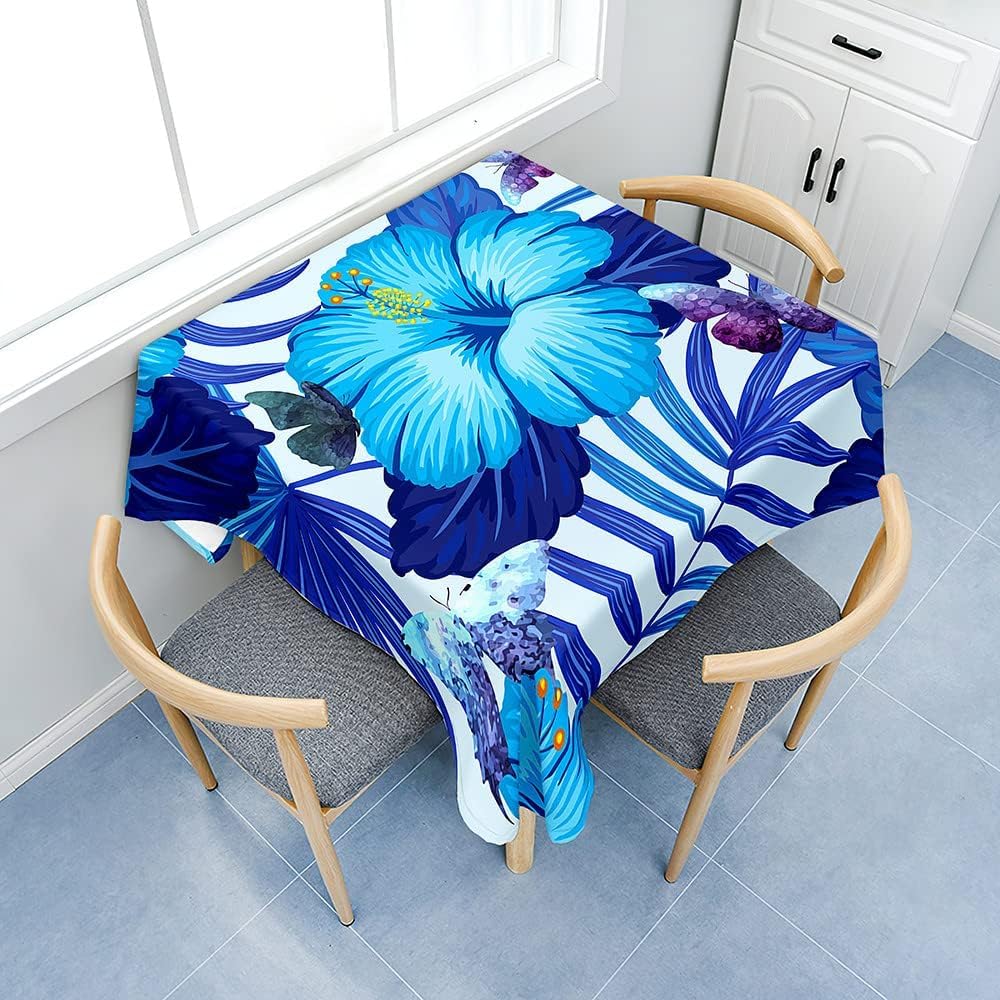 Tovaglia Antimacchia Rettangolare Fiori Tropicali, Tovaglie da Tavolo Impermeabile Poliestere Piante Tropicali 3D, per Natalizia Cucina Feste Giardino, 200x200 cm A/B2208