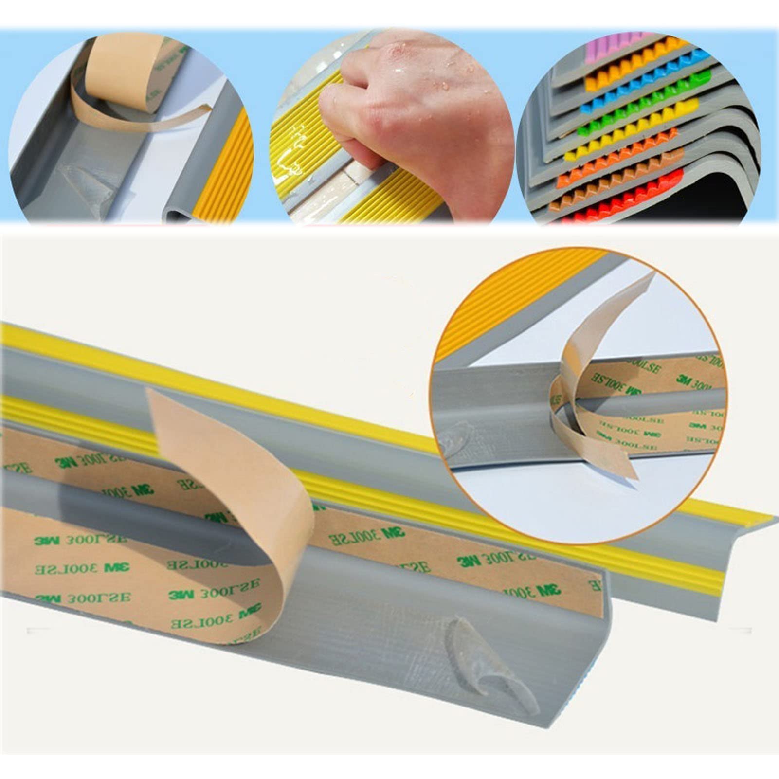 Tira Antideslizante Para Escaleras, Moldura De Borde De Nariz, Cinta Antideslizante De Mejor Agarre, Caucho De Vinilo Para Interiores Y Exteriores, Adhesivo De Alta Tracción Para Escalones(Green,L-5M)