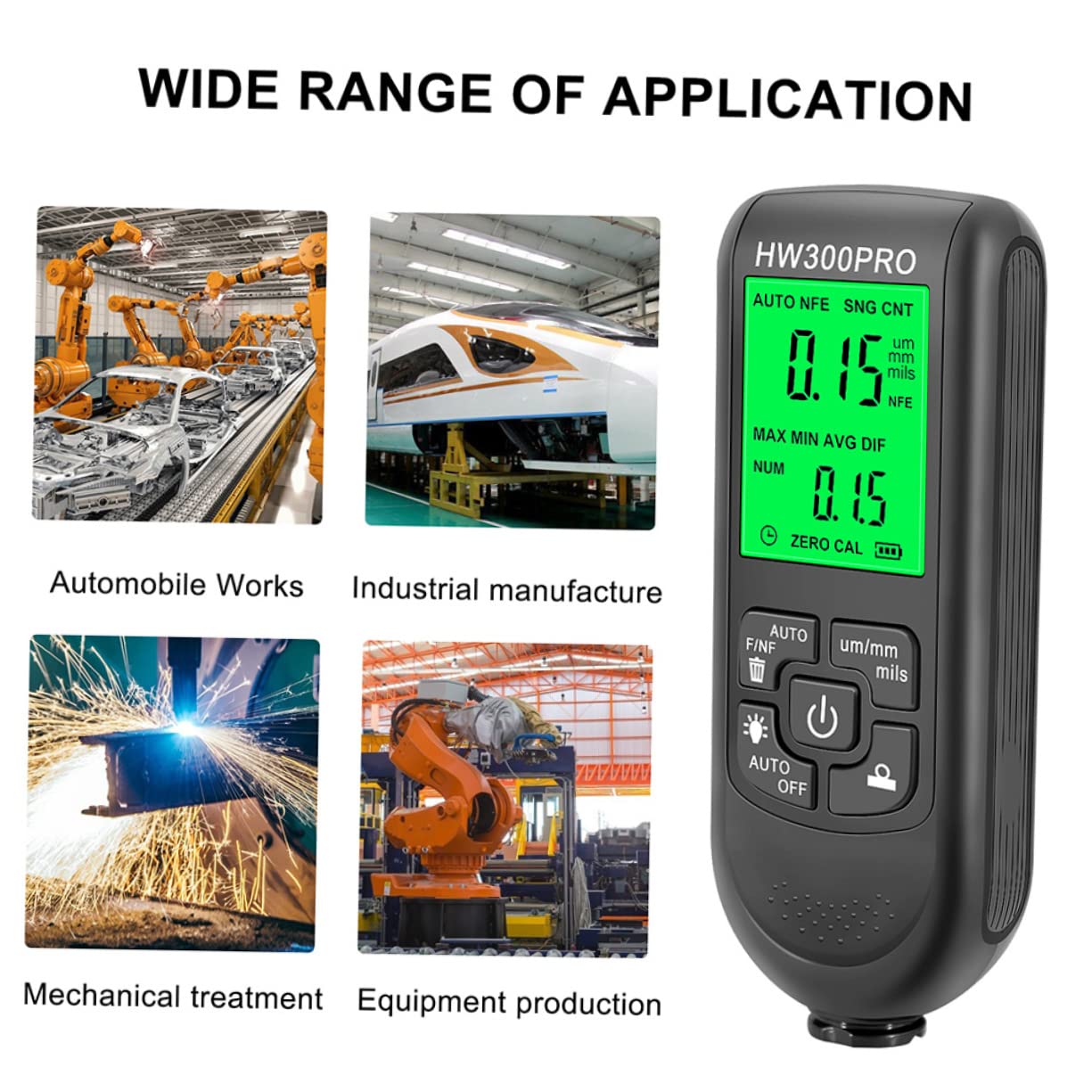 DOITOOL 2stücke Auto Lackdickenmessgerät Digitales Coating Thickness Für Präzise Lackmessung Bis Tragbar Und Leicht Für Autoindustrie Und Metallverarbeitung