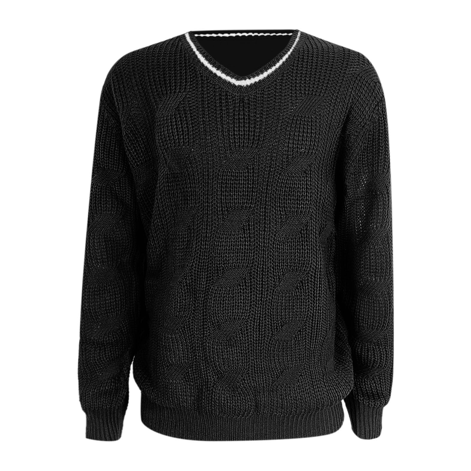 Genérico Jerseis Hombre - Jersey Invierno Hombre Suéter de Cuello en V para Hombre Moda Ajustado Manga Larga Punto Tops