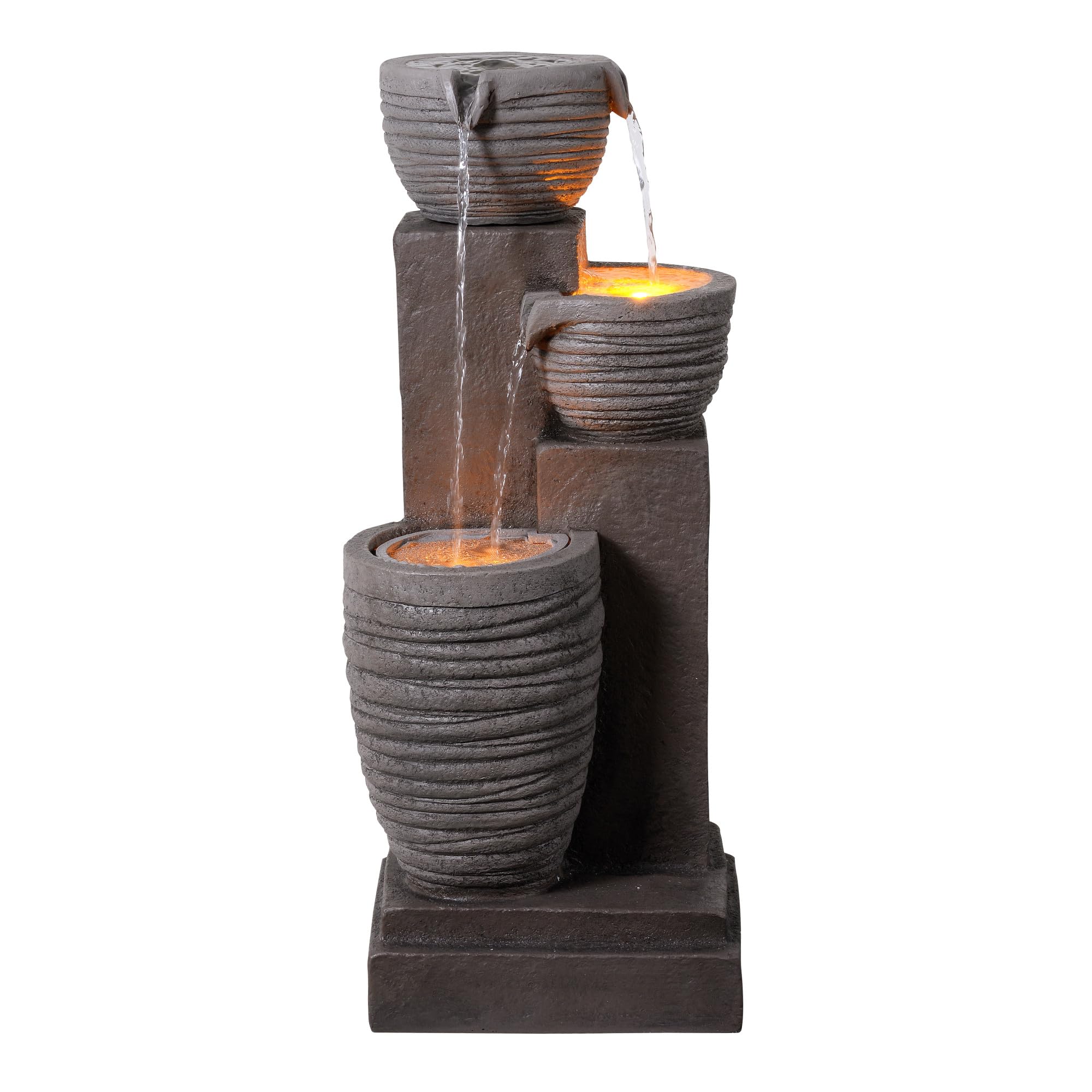 Teamson Home Horizontal Ribbed Pattern Outdoor Water Fountain