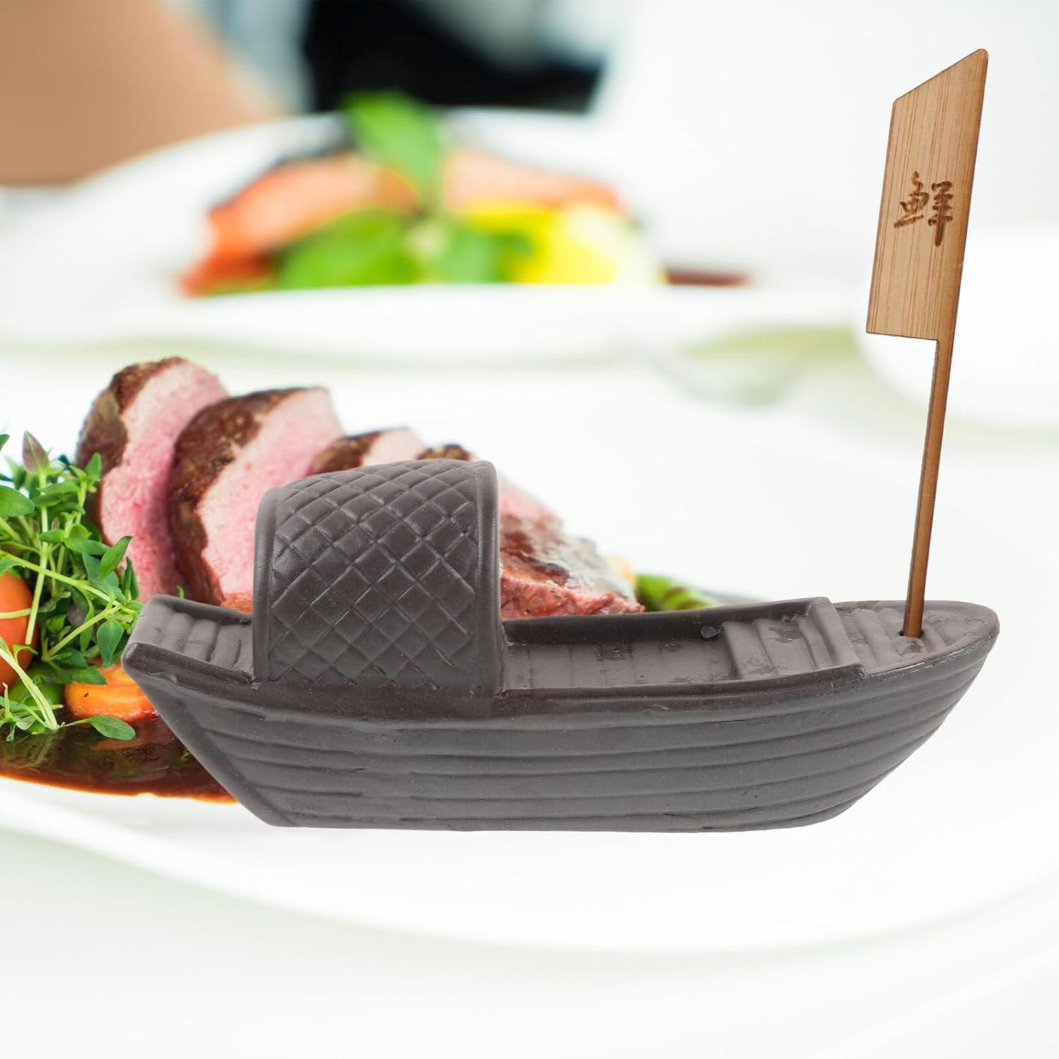 BESTOYARD Japanese Style Sushi Boat Plate Sashimi Serving Tray Decorative Cold Dish Container Flag for Restaurant Sushi Presentation