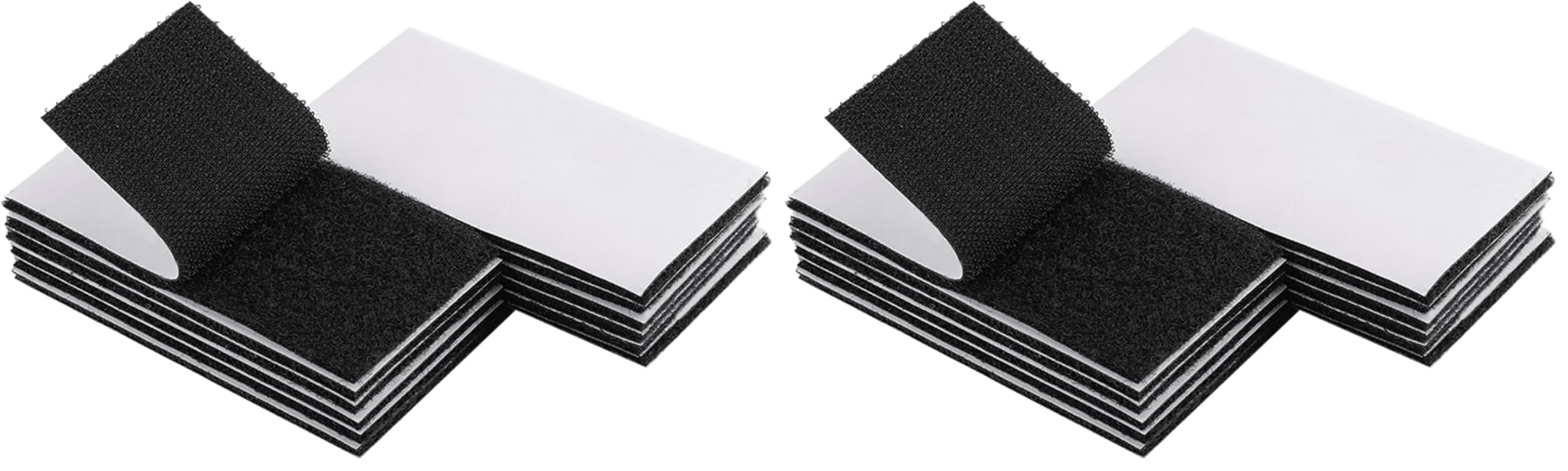 Melsan 2x4 Inch Adhesive Square Hook and Loop Tape - 12 Sets - Sticky Back Fastener for Indoor or Outdoor Use - Instead of Holes and Screws, Black (Pack of 2)