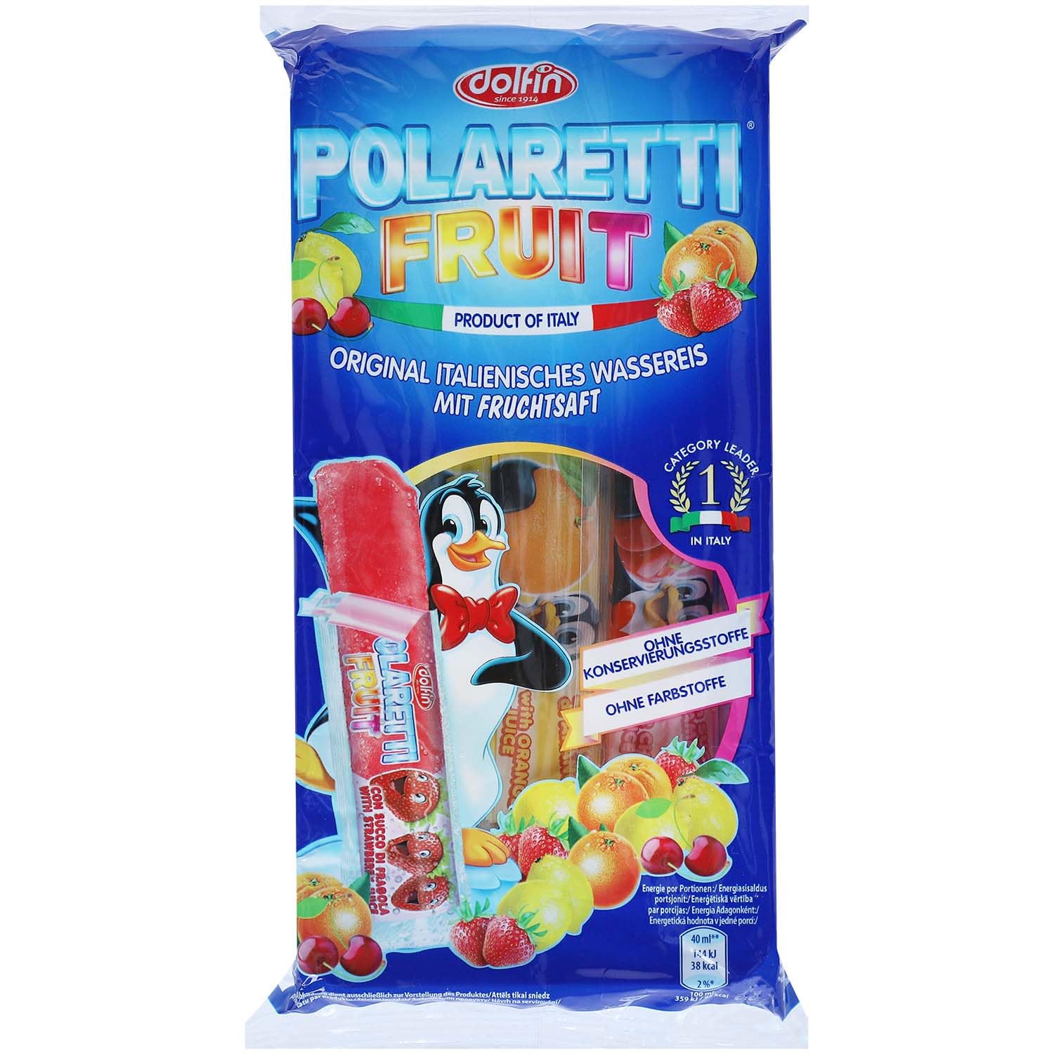 12 x Polaretti Fruit Ice Cream Lollies with Fruit Juice for Freezing 10 x 40 ml