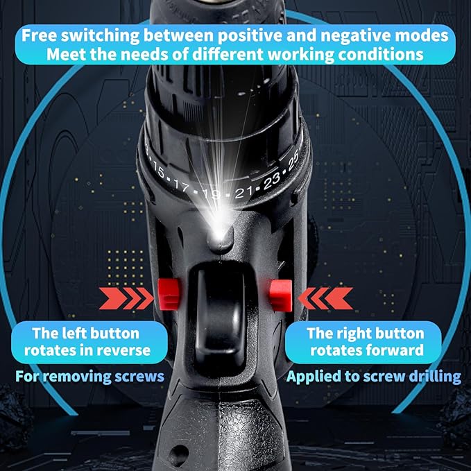 Taladro Eléctrico Inalámbrico Jadeshay 12V con 3 Baterías y 24 Accesorios miniatura 7