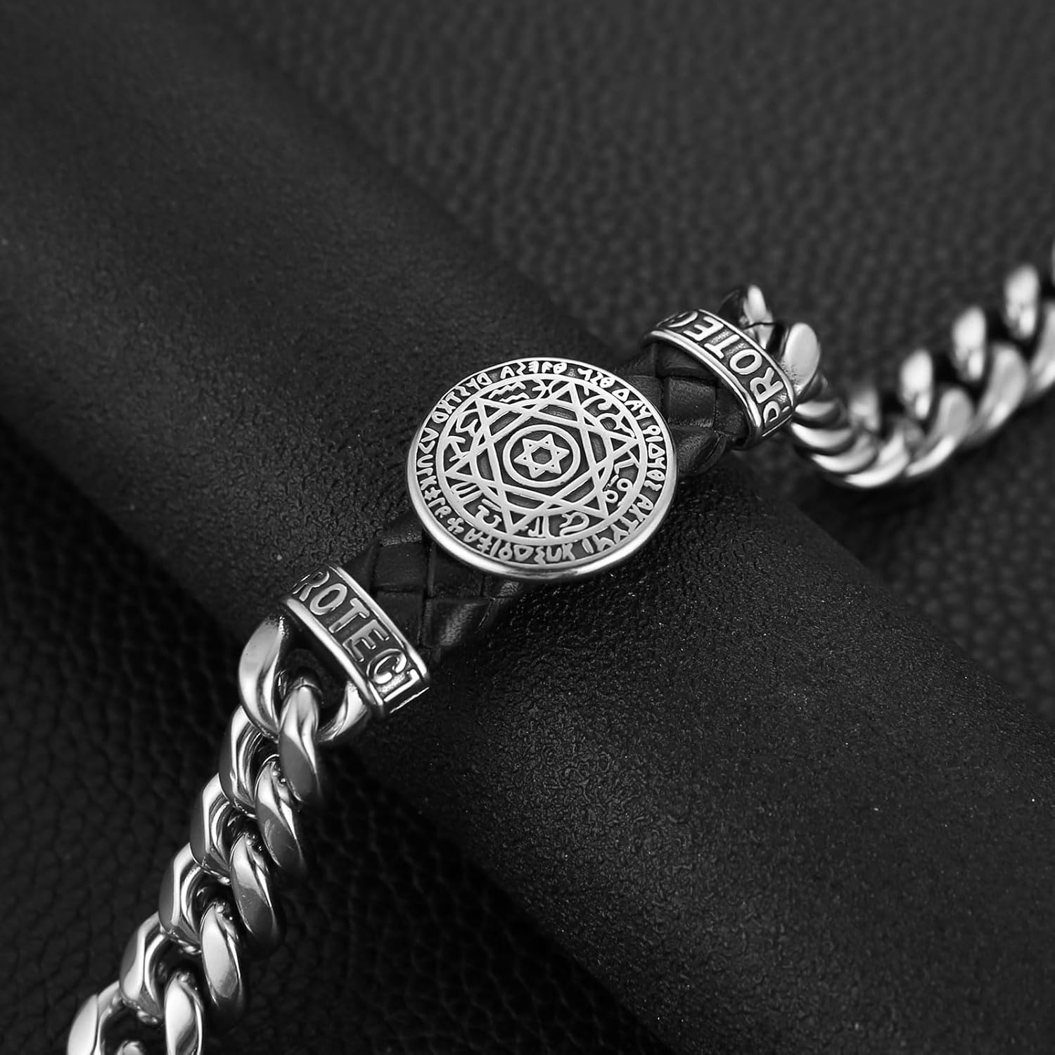 HZMAN 8.5Inch Cuban Link Bracelet for Men Silver Stainless Steel Heavy Biker Link Bracelet - Image 4