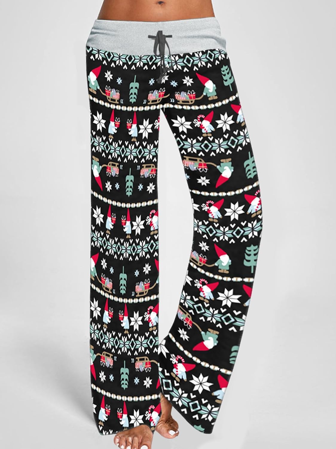 Elsofer Women's Pajama Lounge Pants Floral Print Comfy Casual Stretch Palazzo Drawstring Pj Bottoms Wide Leg Pants - Image 2