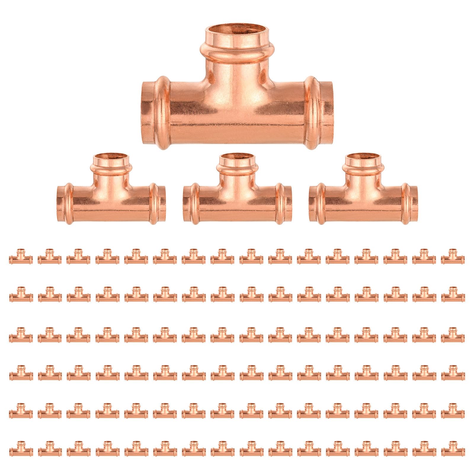 Paquete de 100 Conectores en T de Cobre, de 1-1/2 Pulgadas P x P x, Conector de derivación en T de Tres vías para líneas de distribución de Agua.