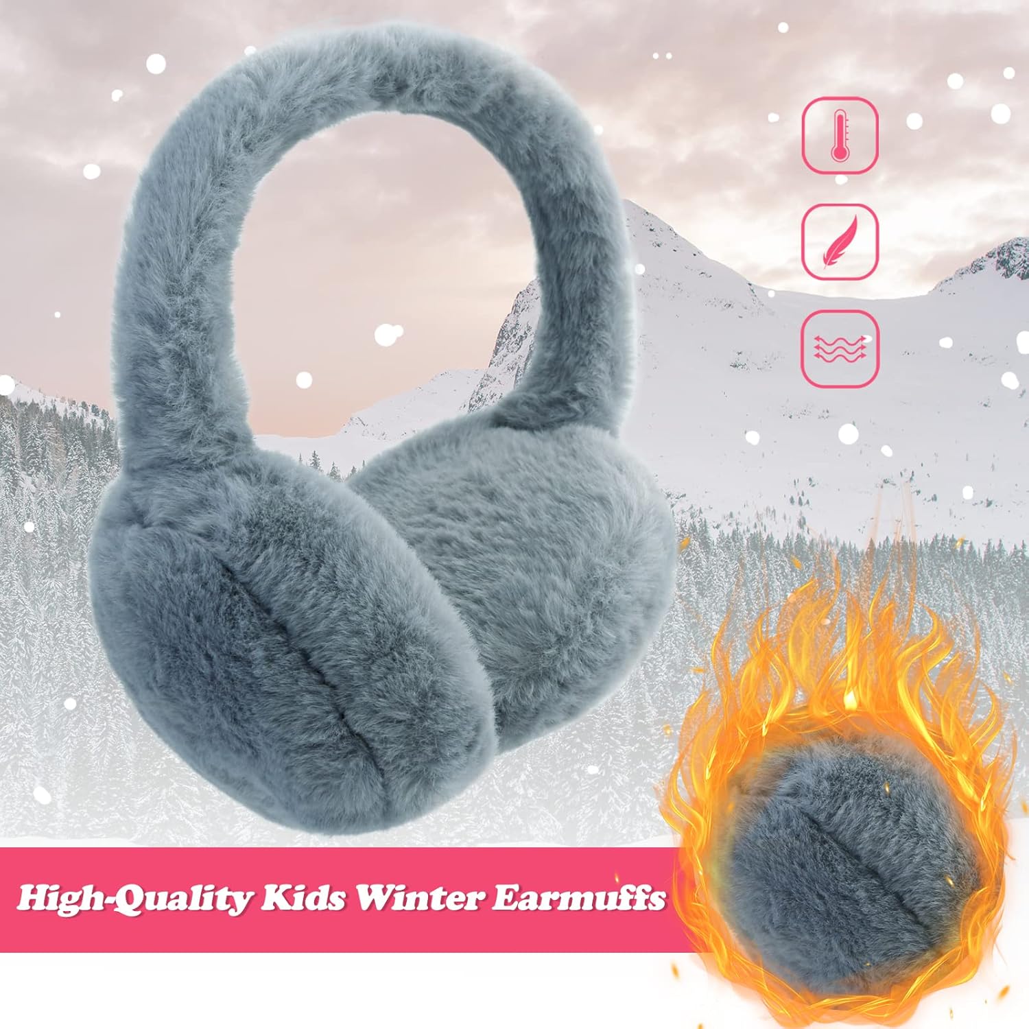 NASULAR Kids Winter Earmuffs Baby Warm Ear Muff Girls Cute Furry Ear Warmers Boys Foldable Ear Covers for Cold Weather (Dark grey) : Clothing, Shoes & Jewelry