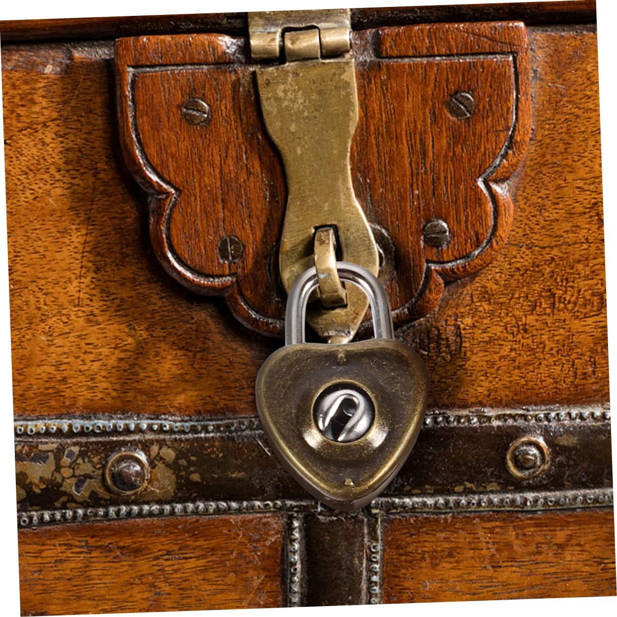 300pcs Heart Shaped Lock Padlock Key Retro Couples Love Lock Key for Luggage