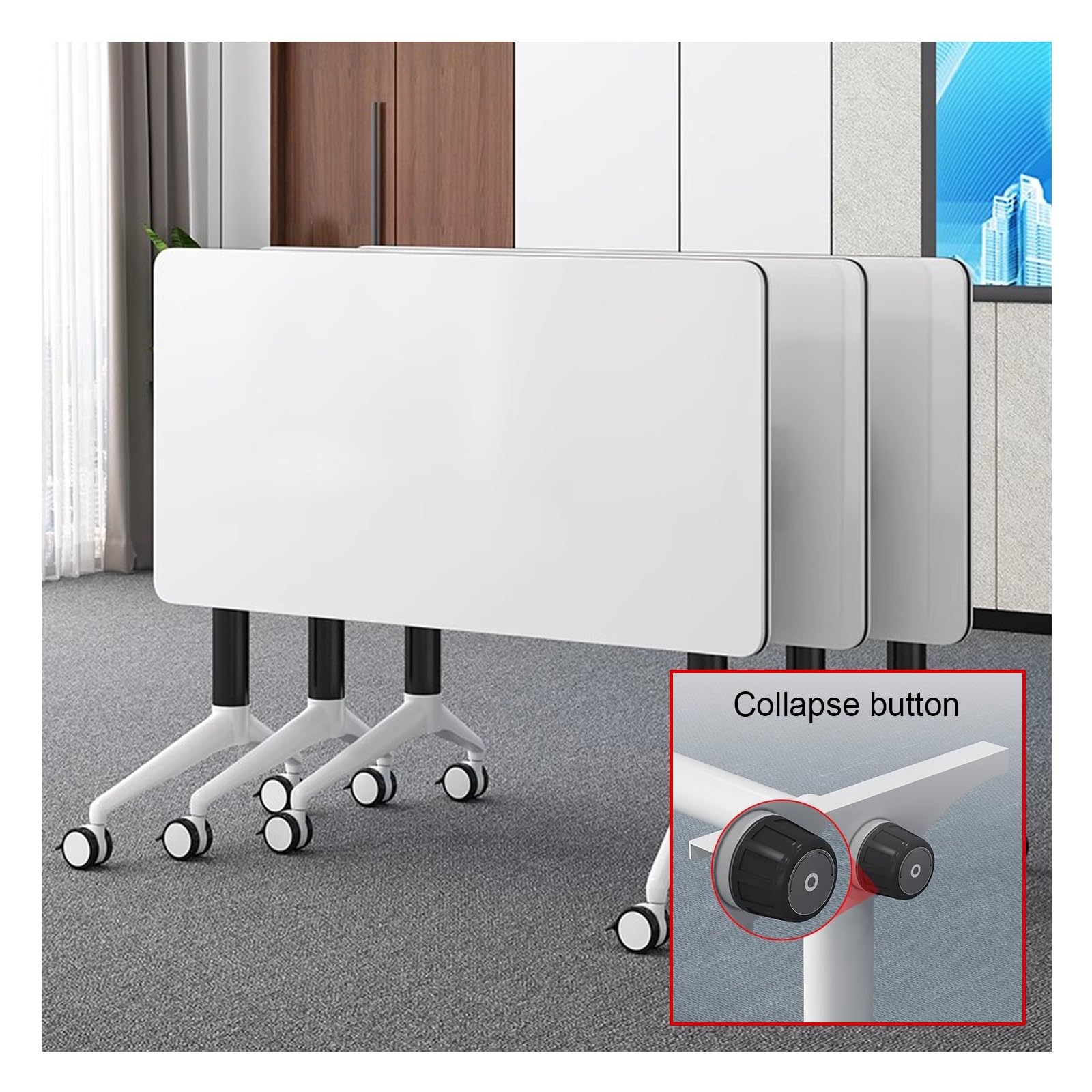 Table de conférence Pliante et Mobile, Bureau Multifonctionnel Assis-Debout pour Bureau, Salle de Formation, Salle de Classe, réception - Portable, Marron, 120 x 50 x 75 cm