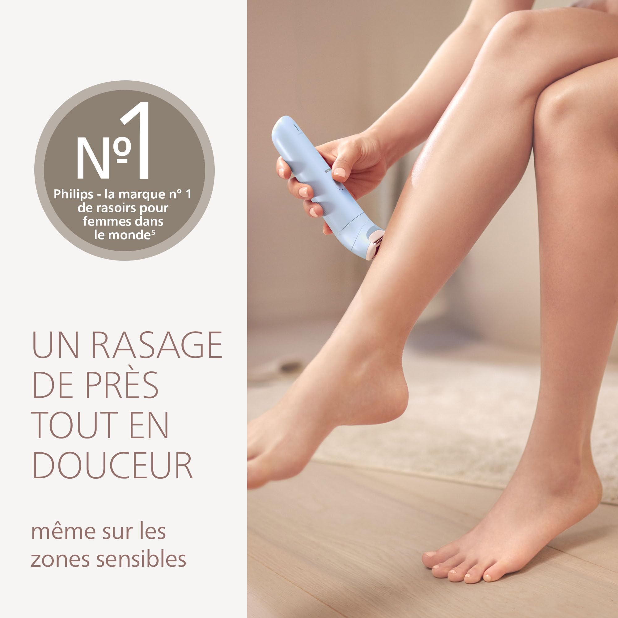 Philips Lady Shaver série 6000 – rasoir électrique sans fil, utilisation sur peau sèche ou mouillée, système de rasage à 3 lames, pour les jambes et le corps, autonomie de 80 min, modèle BRL127/00