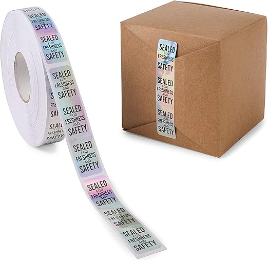 Stockroom Plus Silver Tamper-Evident & Tamper-Proof Seal Sticker Roll - 3.5 x 0.75 Inch, 500 Pack - Holographic Safety Seal Labels for Food Delivery Accessories