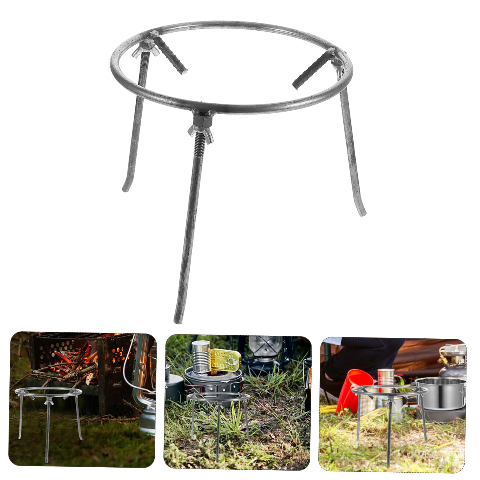Toddmomy Trípode para Cocinar al Fuego y Soporte para Wok para Exterior, Desmontable y Estable en Acero, Adecuado para Fogatas y Camping al Aire Libre