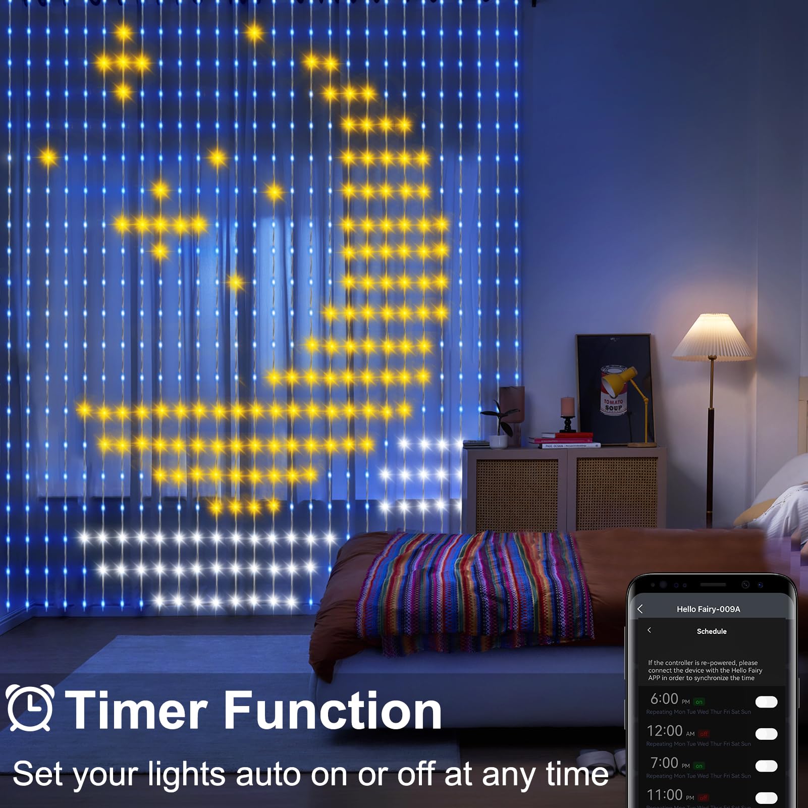 CCILAND Smarte 800LED-Vorhanglichter, 6,8 m x 3 m, mit App-Programmierbar, Farbwechsel, dynamische DIY-Vorhang-Lichterkette, Musik-Synchronisation für Weihnachten, Innen- und Außenbereich