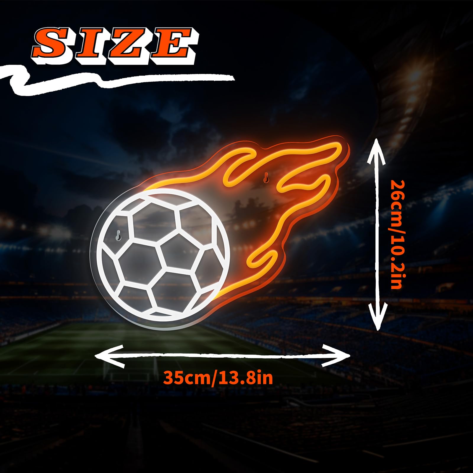 Fußball Neon Schild für Wanddeko, Football LED Leuchtschild Hängeschild Türschild USB-Betrieb mit dimmbarem Schalter für Spielzimmer Wohnzimmer(Football)