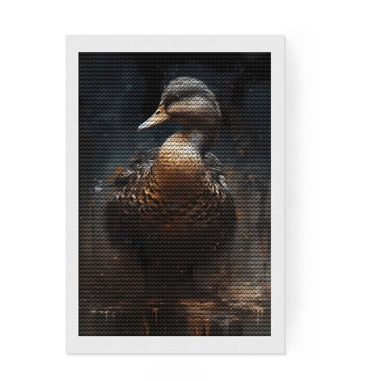 Junmoney Duck Enchanting DIY Diamond Art Canvas Kit 8"x12", Easy to Enjoy, Adhesive Canvas, Aesthetic Room Decor, Thoughtful Handmade Gift