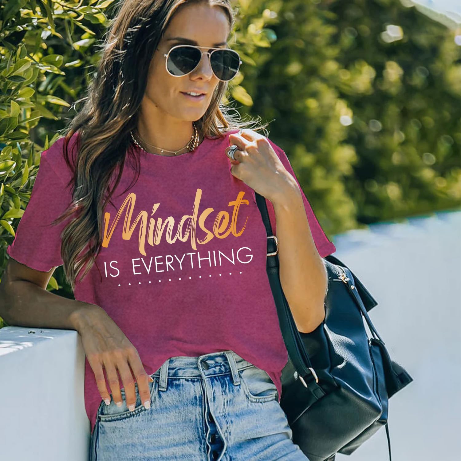 MAIHUN Inspirational Shirt for Women Mindset is Everything Tshirt Positive Kindness Short Sleeve - Image 4