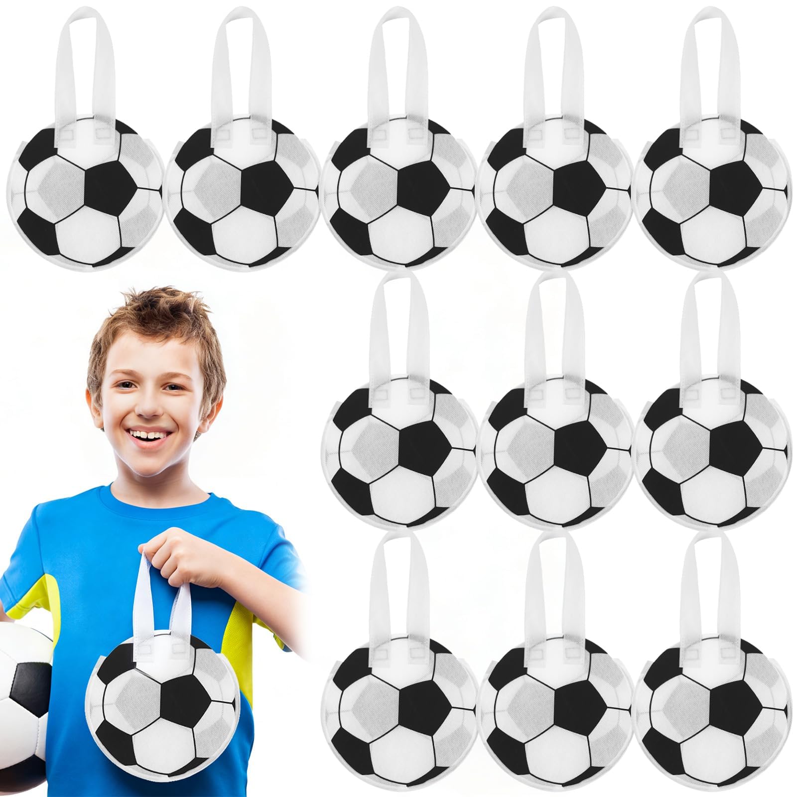 JULMELON 12 Pcs Football Party Gift Bags Snack Treat Bag for Kids Boys