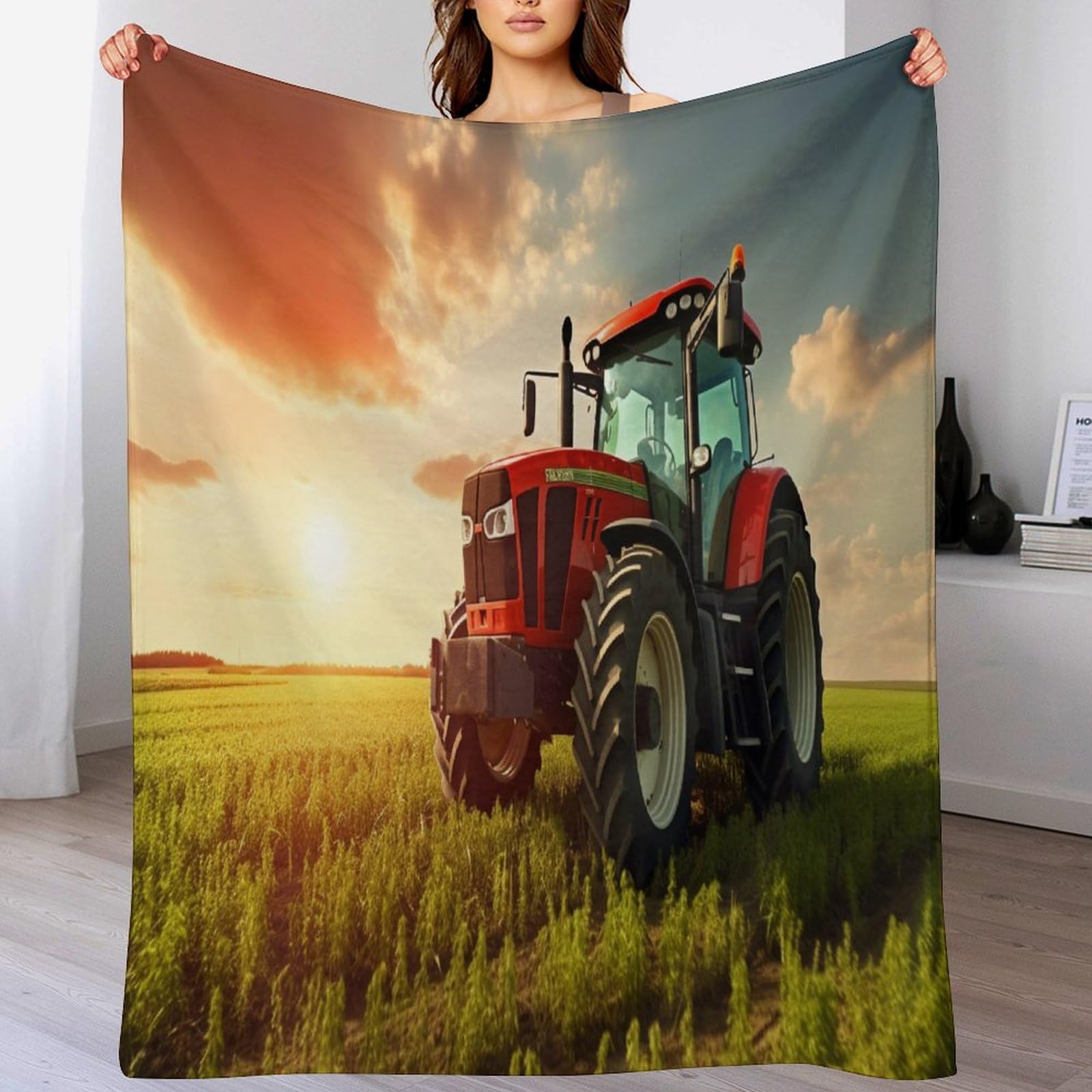 Plaid polaire tracteur 130x150cm, une idée cadeau originale