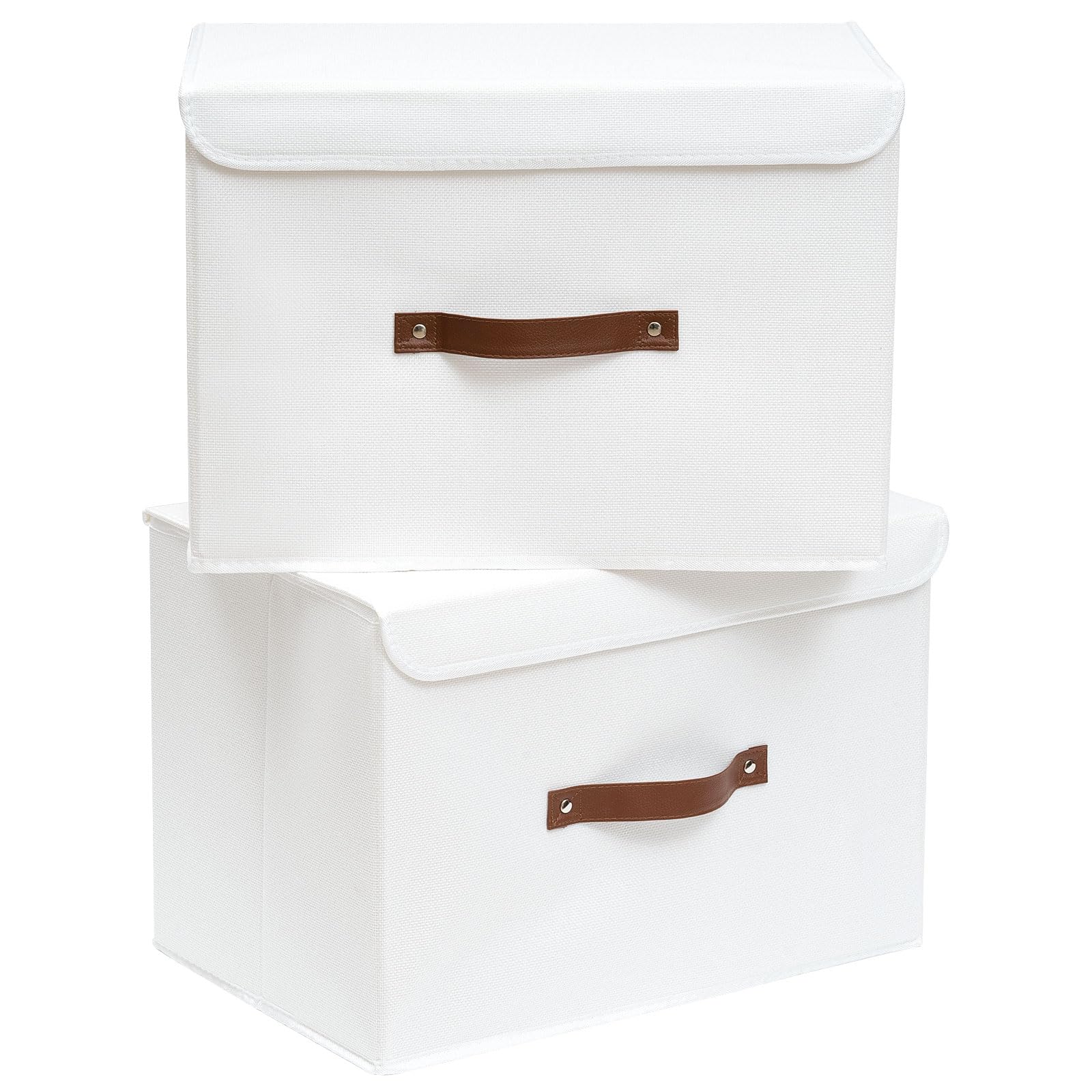 Yawinhe Collapsible Storage Box, Fabric Bin with Lids 2 Pack, Closet Baskets with Handle, for Organizing Clothes 38x25x25cm