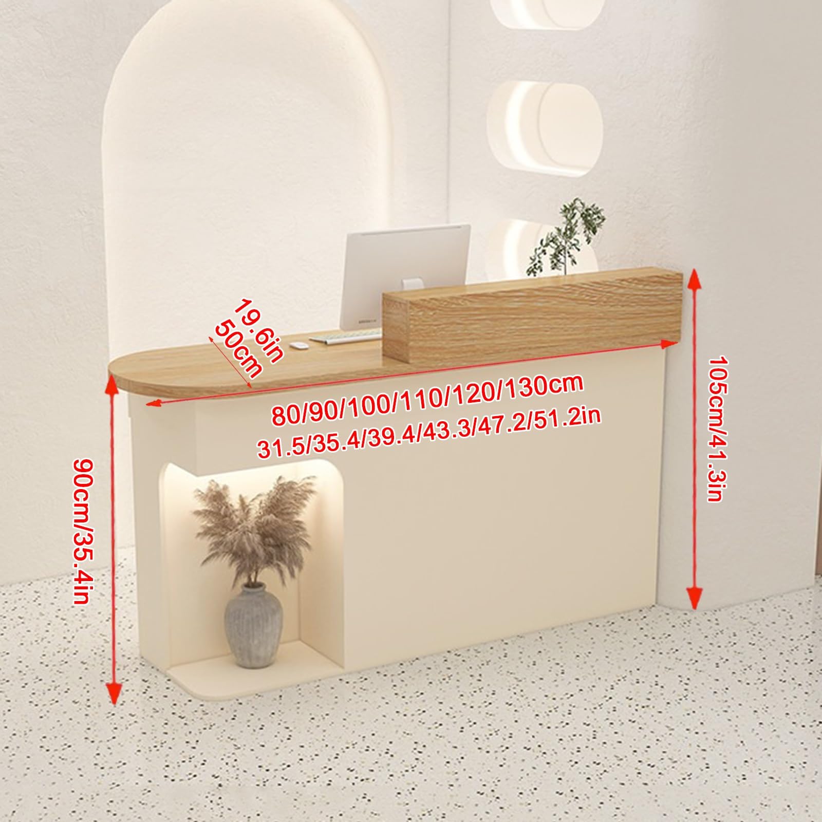 ZXCASDF Bureau D'Accueil,Comptoir Caisse Bureau De Réception Comptoir De Accueil Avec Lumières Tiroir Verrouillable,Comptoir Caisse Salon De Coiffure, Comptoirs De Magasins(A-4,120x50cm/47.2x19.6in