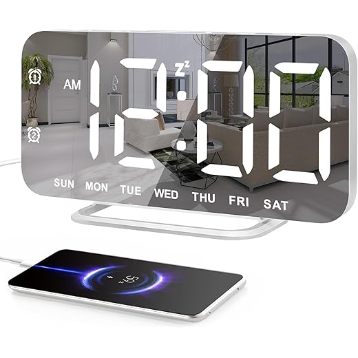 Slim Mirror LED Digital Alarm Clock