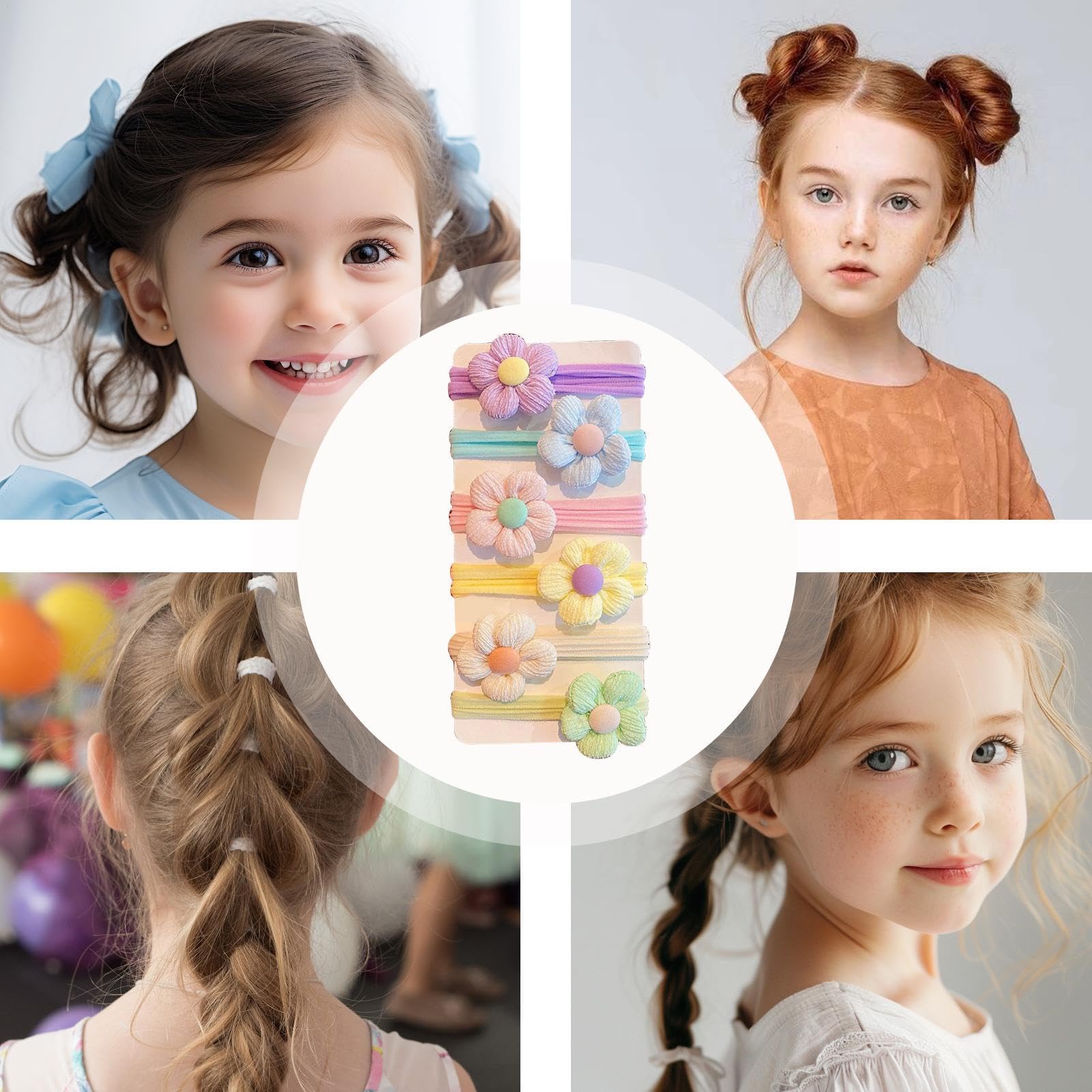 Lazos para el pelo para niñas pequeñas,Lazos para el pelo para niñas pequeñas - 6X Coleteros para niños pequeños Flor suave,Lazos para el pelo de niña, bonitos soportes elásticos para coleta para niña
