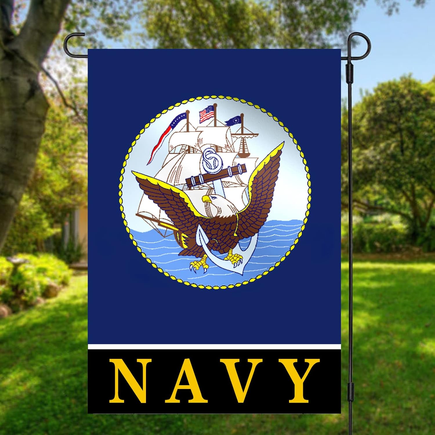Navy Garden Flag 12x18 Double Sided for Outdoor- Yard Flag Lawn Decoration Gifts House Decor - Image 6